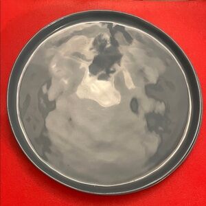 Crate & Barrel 11" Mercer Dinner Plates Set of 2 Denim Blue Hammered Texture